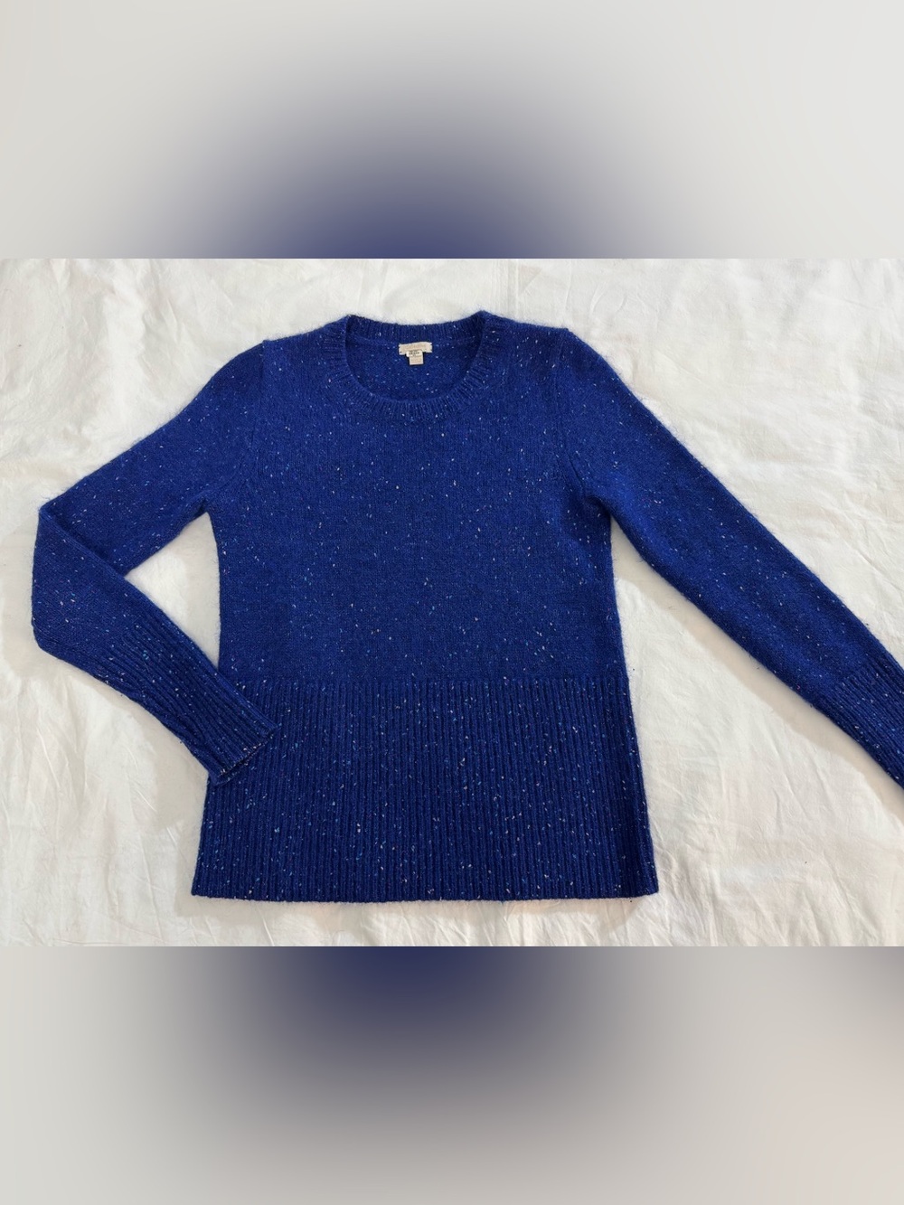 J Crew Collection Women's Size XS Alpaca Merino Wool Blue Speckled Sweater